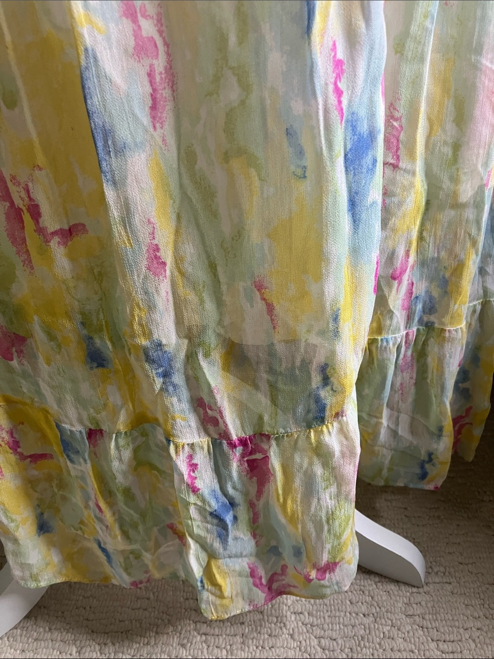 Anthropologie Pastel Watercolor Dress Yellow Pink Blue Green no tassel 14 - Picture 6 of 13
